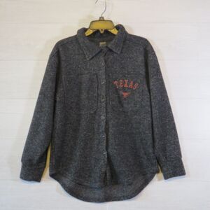 University Of Texas Game Day Raw Hem Fleece Button Down Shirt Sz XS